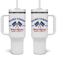 Cabo Verde West Africa Crossed Flags Tumbler With Handle Cape Verde Est 1975 Retro National Pride