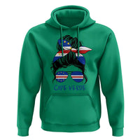 Cape Verde Messy Bun Girl Flag Sunglasses Graphic Hoodie Cabo Verde Women National Pride Gift