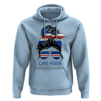 Cape Verde Messy Bun Girl Flag Sunglasses Graphic Hoodie Cabo Verde Women National Pride Gift