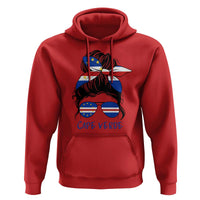Cape Verde Messy Bun Girl Flag Sunglasses Graphic Hoodie Cabo Verde Women National Pride Gift