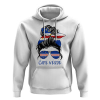 Cape Verde Messy Bun Girl Flag Sunglasses Graphic Hoodie Cabo Verde Women National Pride Gift