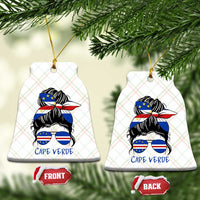 Cape Verde Messy Bun Girl Flag Sunglasses Graphic Ceramic Ornament Cabo Verde Women National Pride Gift