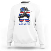 Cape Verde Messy Bun Girl Flag Sunglasses Graphic Sweatshirt Cabo Verde Women National Pride Gift