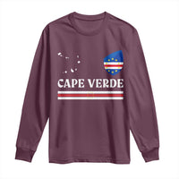 Cape Verde Country Map Shield Emblem Long Sleeve Shirt Cabo Verde Roots National Pride Gift