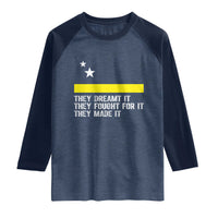 Curaçao Flag History Pride Raglan Shirt They Dreamt Fought Made It