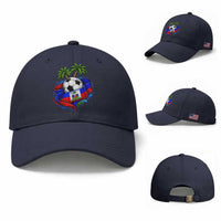 Haitian Flag Soccer Ball Graphic Baseball Cap Tropical Palm Trees Caribbean Haiti Football Fans Pride