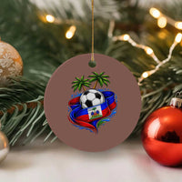 Haitian Flag Soccer Ball Graphic Ceramic Ornament Tropical Palm Trees Caribbean Haiti Football Fans Pride