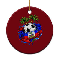 Haitian Flag Soccer Ball Graphic Ceramic Ornament Tropical Palm Trees Caribbean Haiti Football Fans Pride