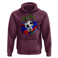Haitian Flag Soccer Ball Graphic Hoodie Tropical Palm Trees Caribbean Haiti Football Fans Pride