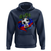 Haitian Flag Soccer Ball Graphic Hoodie Tropical Palm Trees Caribbean Haiti Football Fans Pride
