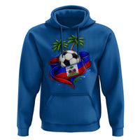 Haitian Flag Soccer Ball Graphic Hoodie Tropical Palm Trees Caribbean Haiti Football Fans Pride