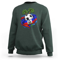 Haitian Flag Soccer Ball Graphic Sweatshirt Tropical Palm Trees Caribbean Haiti Football Fans Pride