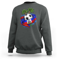 Haitian Flag Soccer Ball Graphic Sweatshirt Tropical Palm Trees Caribbean Haiti Football Fans Pride