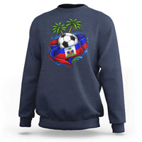 Haitian Flag Soccer Ball Graphic Sweatshirt Tropical Palm Trees Caribbean Haiti Football Fans Pride