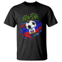 Haitian Flag Soccer Ball Graphic T Shirt Tropical Palm Trees Caribbean Haiti Football Fans Pride