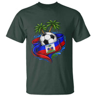 Haitian Flag Soccer Ball Graphic T Shirt Tropical Palm Trees Caribbean Haiti Football Fans Pride