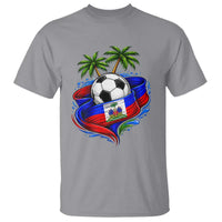 Haitian Flag Soccer Ball Graphic T Shirt Tropical Palm Trees Caribbean Haiti Football Fans Pride