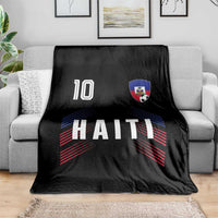 Haiti Soccer Sports Graphic Number 10 Jersey Style Throw Blanket Proud Haitian Football Fans Game Day Pride