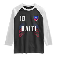 Haiti Soccer Sports Graphic Number 10 Jersey Style Raglan Shirt Proud Haitian Football Fans Game Day Pride