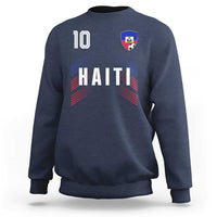 Haiti Soccer Sports Graphic Number 10 Jersey Style Sweatshirt Proud Haitian Football Fans Game Day Pride