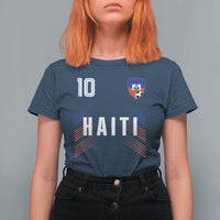 Haiti Soccer Sports Graphic Number 10 Jersey Style T Shirt For Women Proud Haitian Football Fans Game Day Pride