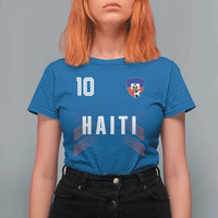 Haiti Soccer Sports Graphic Number 10 Jersey Style T Shirt For Women Proud Haitian Football Fans Game Day Pride