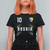 Bosnia Herzegovina Soccer Sports Graphic Number 10 Jersey Style T Shirt For Women Proud Bosnian Football Fans Game Day Pride