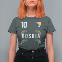 Bosnia Herzegovina Soccer Sports Graphic Number 10 Jersey Style T Shirt For Women Proud Bosnian Football Fans Game Day Pride