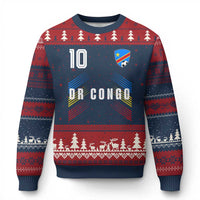DR Congo Soccer Sports Graphic Number 10 Jersey Style Ugly Christmas Sweater Proud Congolese Football Fans Game Day Pride