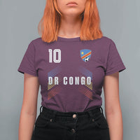 DR Congo Soccer Sports Graphic Number 10 Jersey Style T Shirt For Women Proud Congolese Football Fans Game Day Pride