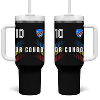 DR Congo Soccer Sports Graphic Number 10 Jersey Style Tumbler With Handle Proud Congolese Football Fans Game Day Pride