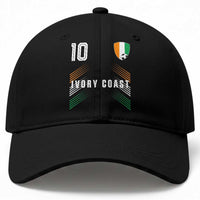 Ivory Coast Soccer Sports Graphic Number 10 Jersey Style Baseball Cap Proud Ivorian Cote d'Ivoire Football Fans Game Day Pride