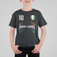 Ivory Coast Soccer Sports Graphic Number 10 Jersey Style T Shirt For Kid Proud Ivorian Cote d'Ivoire Football Fans Game Day Pride
