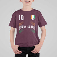 Ivory Coast Soccer Sports Graphic Number 10 Jersey Style T Shirt For Kid Proud Ivorian Cote d'Ivoire Football Fans Game Day Pride