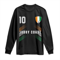 Ivory Coast Soccer Sports Graphic Number 10 Jersey Style Long Sleeve Shirt Proud Ivorian Cote d'Ivoire Football Fans Game Day Pride