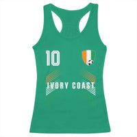 Ivory Coast Soccer Sports Graphic Number 10 Jersey Style Racerback Tank Top Proud Ivorian Cote d'Ivoire Football Fans Game Day Pride