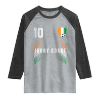 Ivory Coast Soccer Sports Graphic Number 10 Jersey Style Raglan Shirt Proud Ivorian Cote d'Ivoire Football Fans Game Day Pride