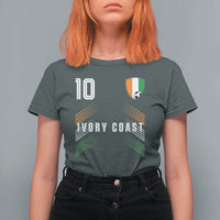 Ivory Coast Soccer Sports Graphic Number 10 Jersey Style T Shirt For Women Proud Ivorian Cote d'Ivoire Football Fans Game Day Pride