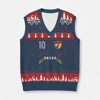 Ghana Soccer Sports Graphic Number 10 Jersey Style V-Neck Knit Sweater Vest Proud Ghanaian Football Fans Game Day Pride