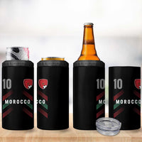 Morocco Soccer Sports Graphic Number 10 Jersey Style 4 in 1 Can Cooler Tumbler Proud Moroccan Football Fans Game Day Maghreb Pride