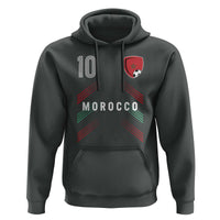 Morocco Soccer Sports Graphic Number 10 Jersey Style Hoodie Proud Moroccan Football Fans Game Day Maghreb Pride