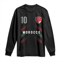 Morocco Soccer Sports Graphic Number 10 Jersey Style Long Sleeve Shirt Proud Moroccan Football Fans Game Day Maghreb Pride