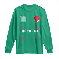 Morocco Soccer Sports Graphic Number 10 Jersey Style Long Sleeve Shirt Proud Moroccan Football Fans Game Day Maghreb Pride