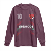 Morocco Soccer Sports Graphic Number 10 Jersey Style Long Sleeve Shirt Proud Moroccan Football Fans Game Day Maghreb Pride