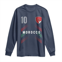 Morocco Soccer Sports Graphic Number 10 Jersey Style Long Sleeve Shirt Proud Moroccan Football Fans Game Day Maghreb Pride