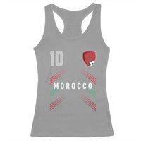 Morocco Soccer Sports Graphic Number 10 Jersey Style Racerback Tank Top Proud Moroccan Football Fans Game Day Maghreb Pride