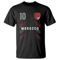 Morocco Soccer Sports Graphic Number 10 Jersey Style T Shirt Proud Moroccan Football Fans Game Day Maghreb Pride