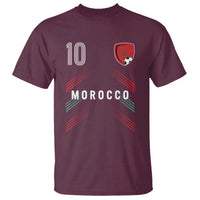 Morocco Soccer Sports Graphic Number 10 Jersey Style T Shirt Proud Moroccan Football Fans Game Day Maghreb Pride