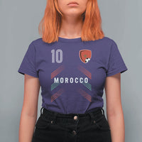 Morocco Soccer Sports Graphic Number 10 Jersey Style T Shirt For Women Proud Moroccan Football Fans Game Day Maghreb Pride