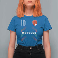 Morocco Soccer Sports Graphic Number 10 Jersey Style T Shirt For Women Proud Moroccan Football Fans Game Day Maghreb Pride